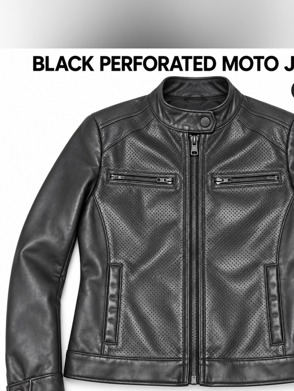 Michael Kors Women's Black Perforated Faux Leather Moto Jacket Size S Biker